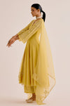 Yellow Silk Chanderi Dori Embroidered Anarkali Set