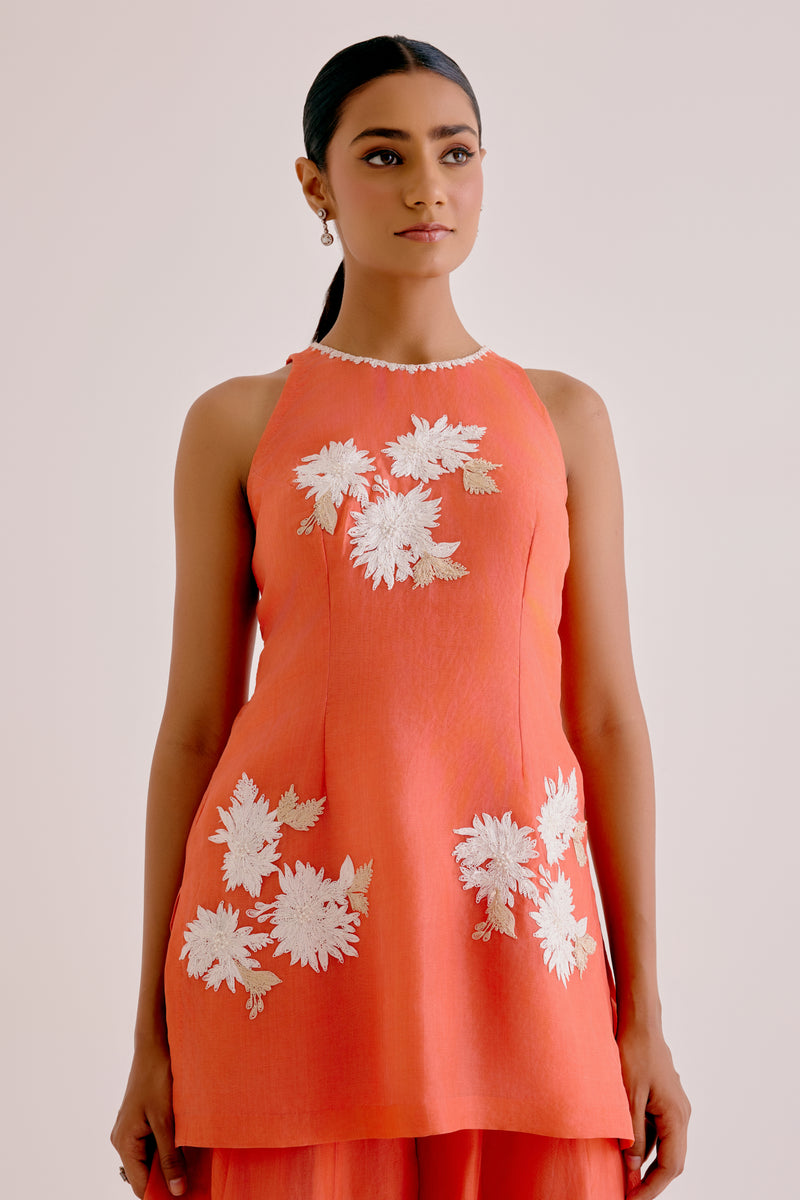 Orange Embroidered Sharara Set
