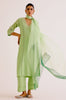 Pistachio Green Silk Chanderi Dori Embroidered Kurta Set (RTS)