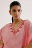 Blush Pink Silk Chanderi Dori Embroidered Kaftan Set (RTS)