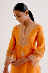 Orange Dori Embroidered Kurta Set