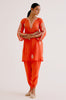 Orange Sequins Embroidered Dhoti Set