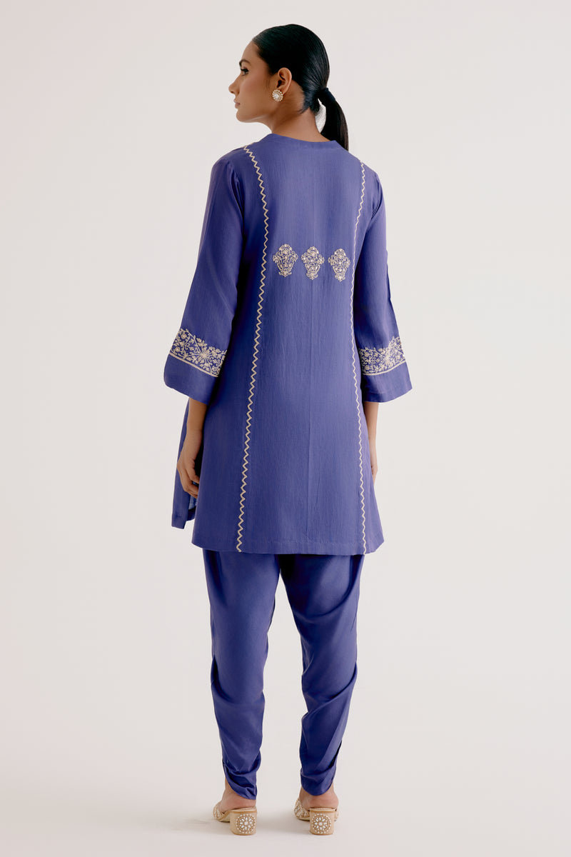 Blue Dori Embroidered Dhoti Set