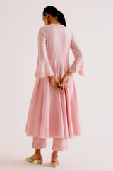 Blush Pink Silk Chanderi Dori Embroidered Anarkali Set