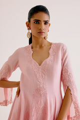 Blush Pink Silk Chanderi Dori Embroidered Anarkali Set