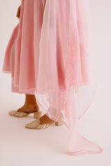 Blush Pink Silk Chanderi Dori Embroidered Anarkali Set