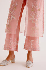 Onion Pink Silk Organza Embroidered Kurta Set