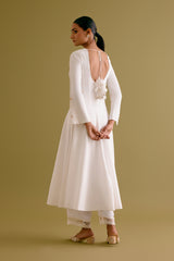 Ivory Embroidered Anarkali Set