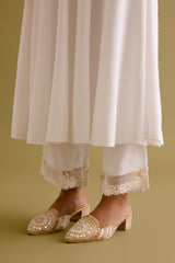 Ivory Embroidered Anarkali Set