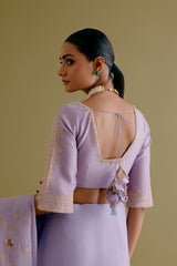 Mauve Embroidered Organza Saree