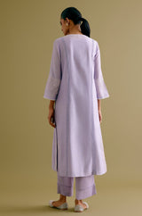 Lilac Silk Chanderi Dori Embroidered Kurta Set