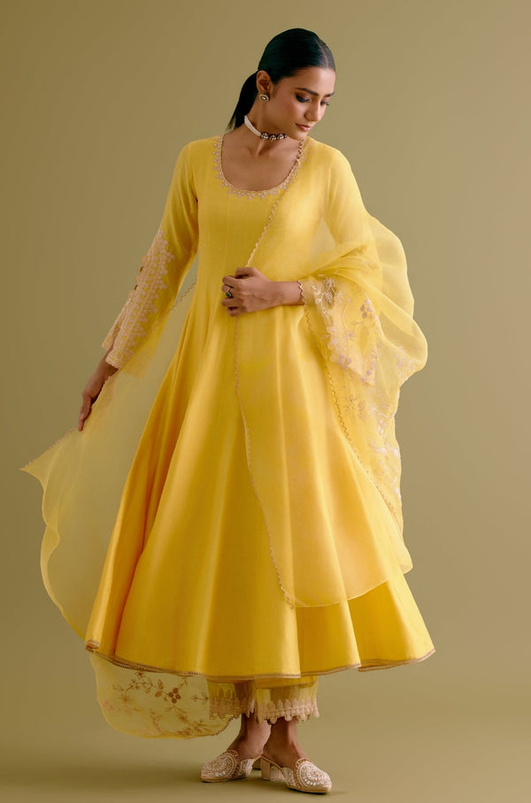 Yellow Dori Embroidered Anarkali Set