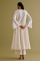 Priyanka Chopra in Ivory Silk Chanderi Dori Embroidered Anarkali Set