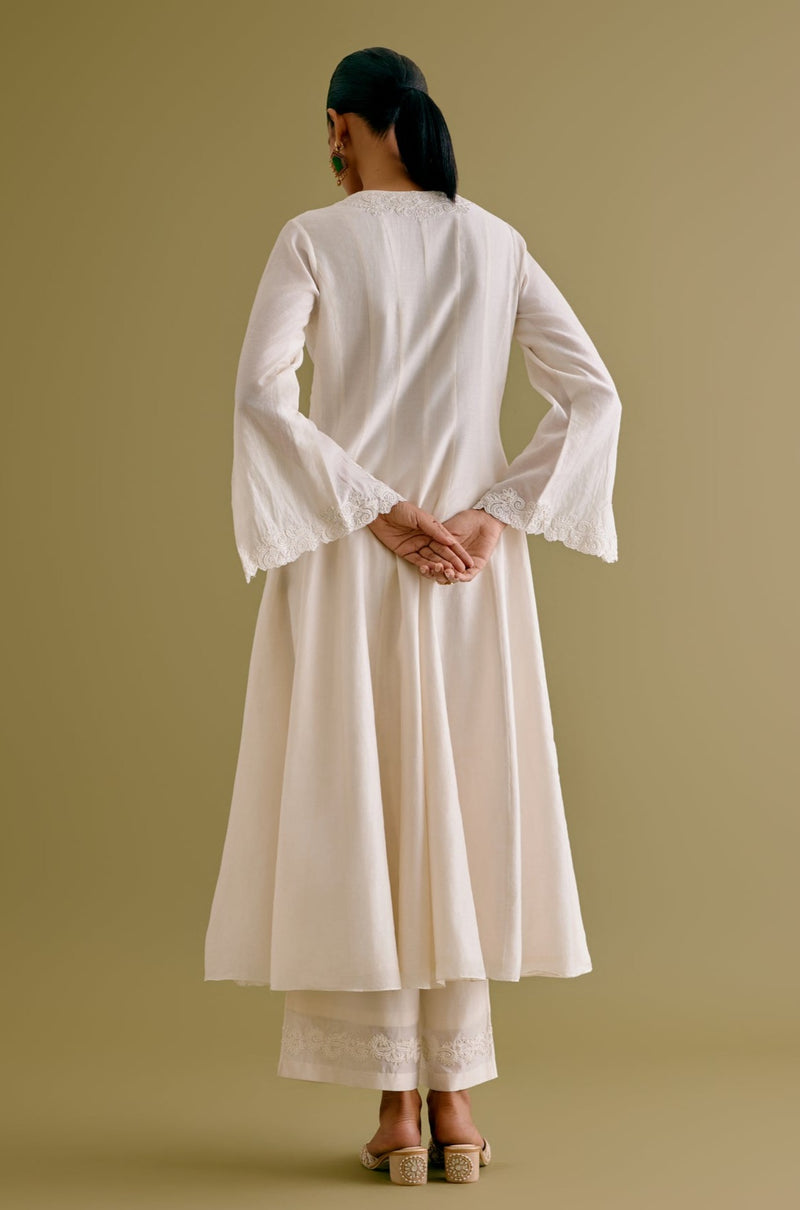 Ivory Silk Chanderi Dori Embroidered Anarkali Set (RTS)