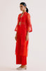 Red Embroidered Cape and Pant Set