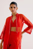 Red Embroidered Cape and Pant Set