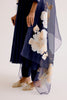 Navy Blue Cotton Silk Blend Hand-Painted Anarkali Set