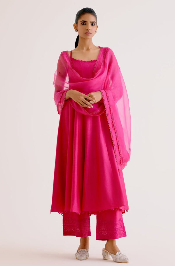 Fuchsia Pink Cotton Silk Anarakali Set