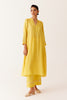Yellow Cotton Silk Blend Dori Embroidered Kurta Set