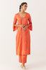 Orange Satin Dori Embroidered Kurta Set