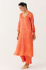 Orange Satin Dori Embroidered Kurta Set