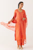 Orange Satin Dori Embroidered Kurta Set