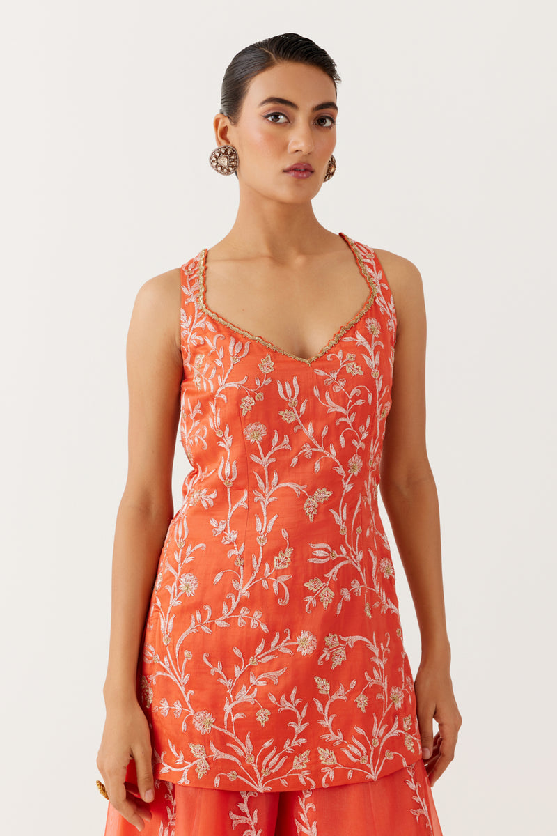 Rasha Thadani in Orange Dori Embroidered Sharara Set