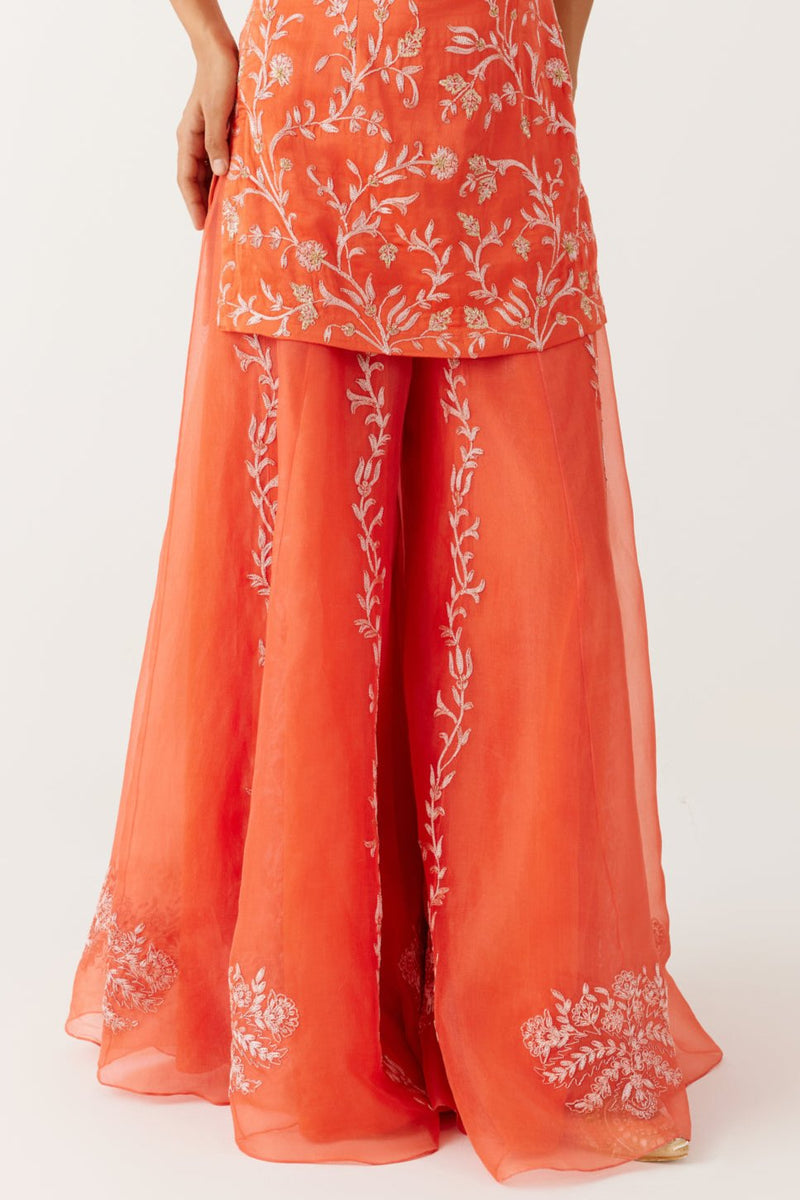 Rasha Thadani in Orange Dori Embroidered Sharara Set