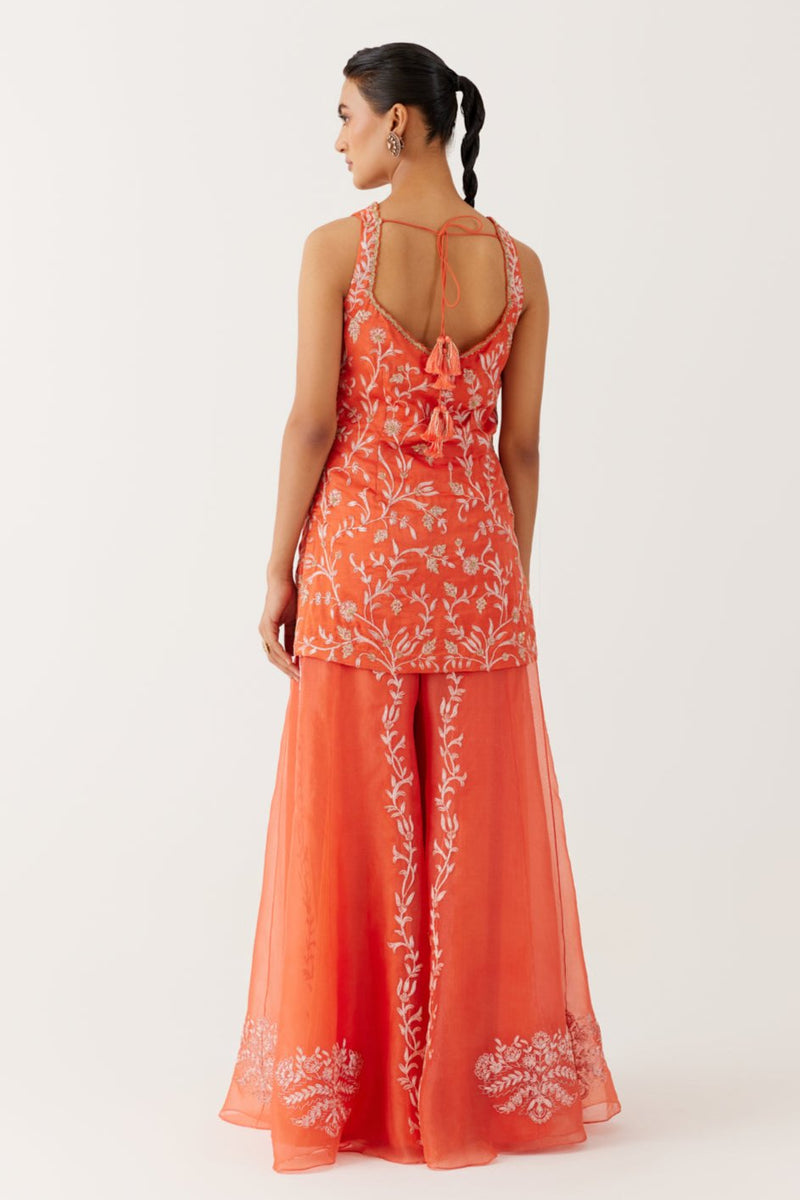 Rasha Thadani in Orange Dori Embroidered Sharara Set