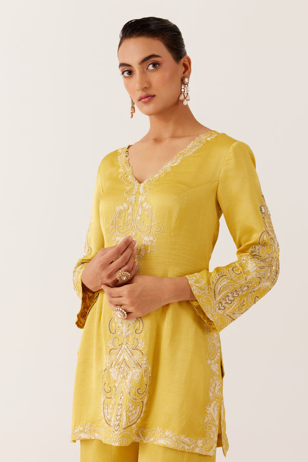 Mustard Yellow Dori Embroidered Sharara Set