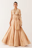 Golden Beige Embroidered Silk Satin Lehenga