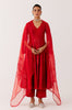 Ruby Red Silk Chanderi Dori Embroidered Anarkali Set