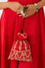Red Embroidered Potli