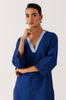 Royal Blue Cotton Silk Blend Dori Embroidered Kurta Set