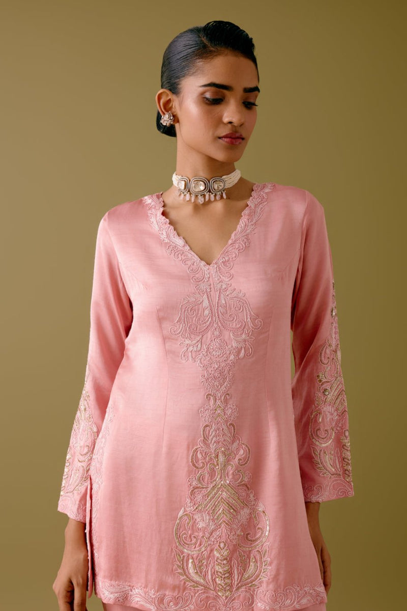 Blush Pink Dori Embroidered Sharara Set