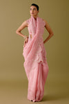 Blush Pink Embroidered Silk Organza Saree