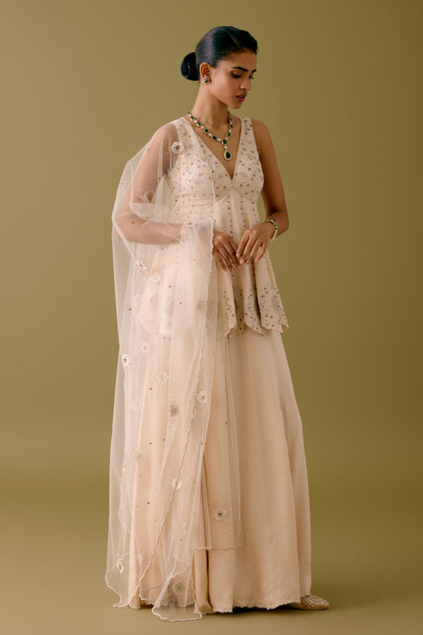 Khushi Kapoor in Ivory Sequined Sharara Set