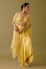 Yellow Sequined Cape and Draped Skirt Set