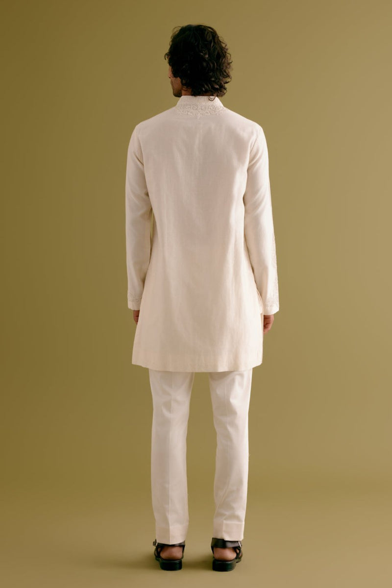 Ivory Silk Chanderi Dori Embroidered Kurta Set