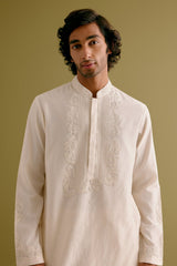 Ivory Silk Chanderi Dori Embroidered Kurta Set