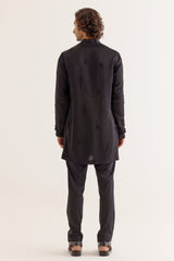 Black Dori Embroidered Kurta and Jacket Set
