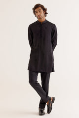 Black Dori Embroidered Kurta and Jacket Set