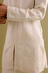 Ivory Front-Open Dori Embroidered Kurta Set