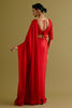 Ruby Red Satin Saree with Embroidered Belt