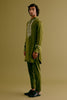Olive Green Silk Satin Dori Embroidered Kurta Set