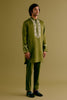 Olive Green Silk Satin Dori Embroidered Kurta Set