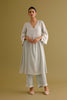 Ash Blue Cotton Silk Blend Dori Embroidered Kurta Set