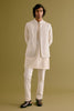 Ivory Woven Kurta Set with Dori Embroidered Bundi