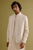 Ivory Woven Kurta Set with Dori Embroidered Bundi