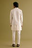 Ivory Woven Kurta Set with Dori Embroidered Bundi